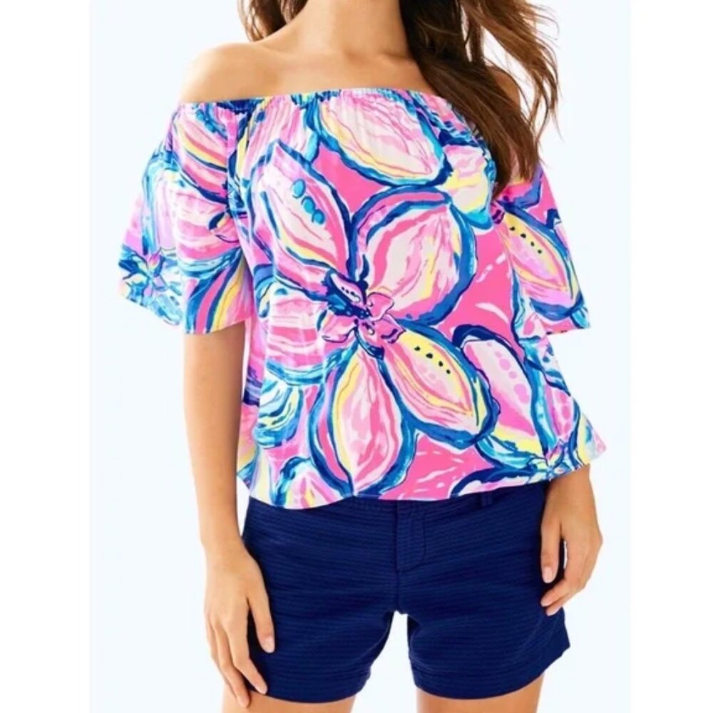 LILLY PULITZER Sain Pink Sunset Off Shoulder Top XXS
